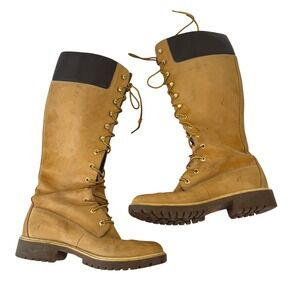 Timberland 23345 Womens Wheat Leather Knee High Lace Up Lug Sole Boots 7.5 M
